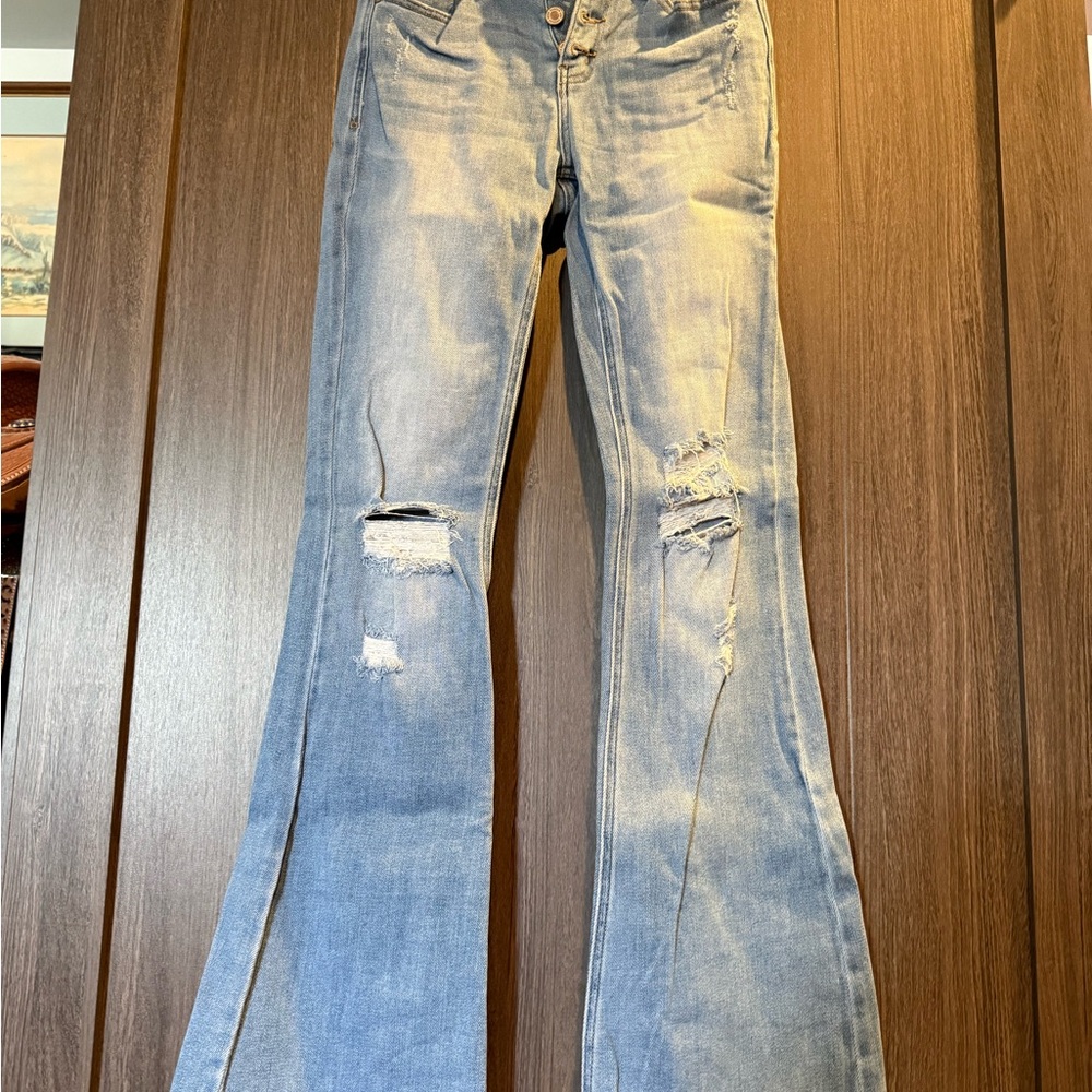 KanCan Light Blue Distressed Flare Jeans